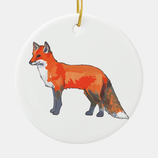 Red Fox Ceramic Tree Decoration (Front)