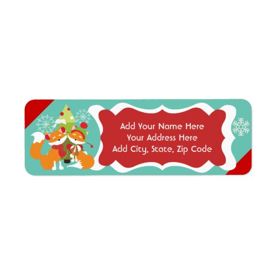 Red Fox Christmas Return Address Labels