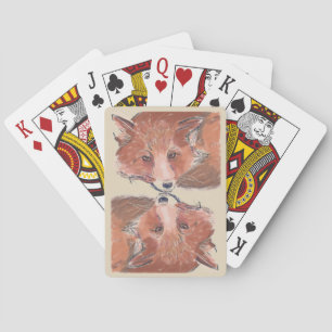 Red Fox Colour Illustration Mirrored Playing Cards