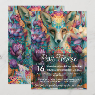 Red Fox Colourful Animal Lover Design Invitation