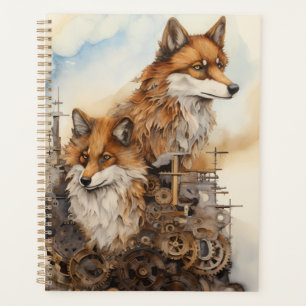 Red fox Couple Steampunk Watercolor 3 Planner