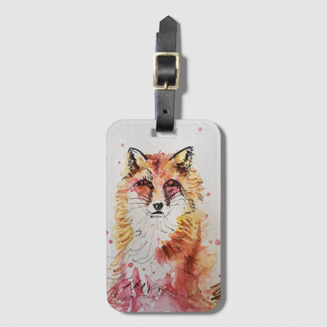 Red Fox Cute animal Art Drawing Luggage Tag (Front Vertical)