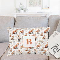 Red fox cute animal nursery monogram