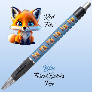 Red Fox, Cute Unique Whimsical Forest Animal Blue