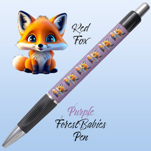Red Fox Cute Unique Whimsical Forest Animal Purple