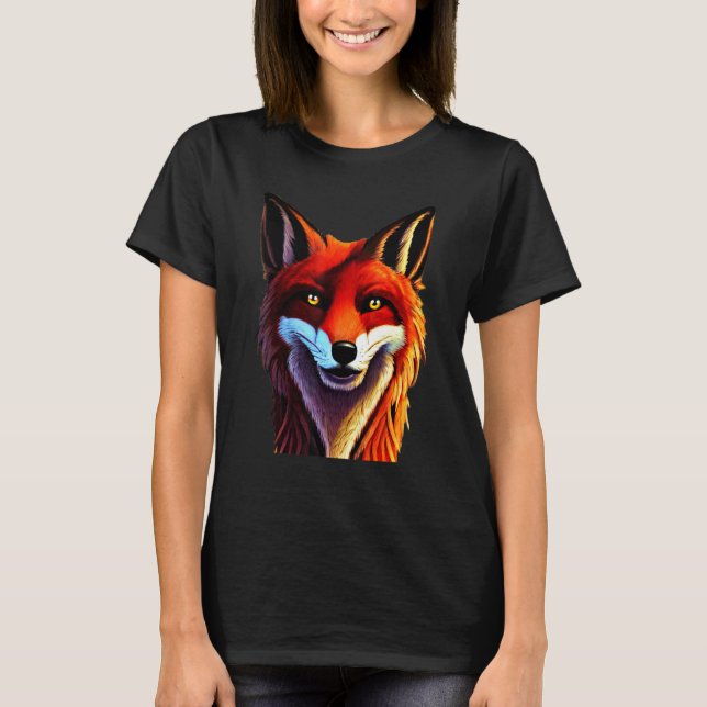 Red fox design forest animal wild predator artwork T-Shirt (Front)