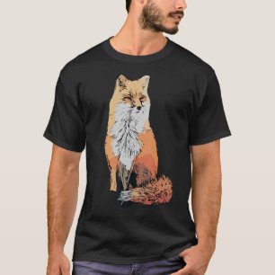 Red fox design forest animal wild predator with fo T-Shirt