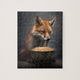 Red Fox Eating Spaghetti Jigsaw Puzzle