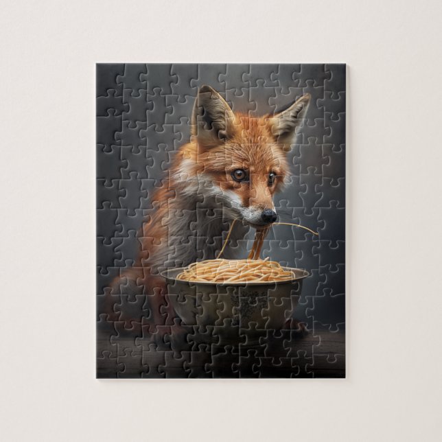 Red Fox Eating Spaghetti Jigsaw Puzzle (Vertical)