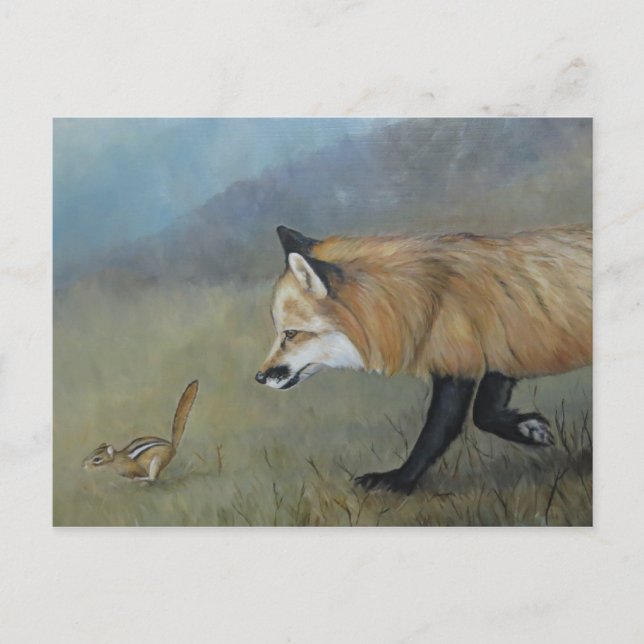 Red Fox Encounter Art Postcard (Front)
