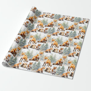 Red Fox Family In The Forest Wrapping Paper