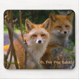 Red Fox Family Nature Lover Custom Name Mouse Mat