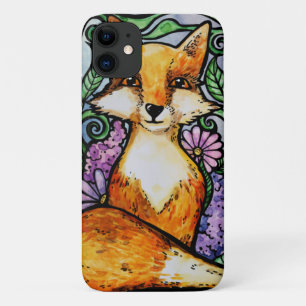 Red Fox Floral Nature Art iPhone 11 Case