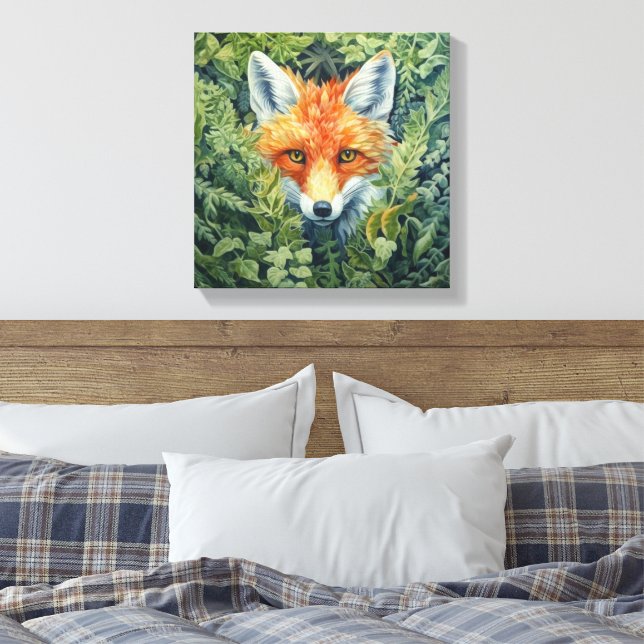 Red Fox Foliage Art  Canvas Print (Insitu(Bedroom))