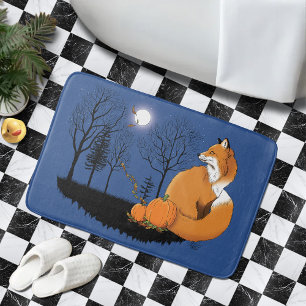 Red Fox Forest Pumpkins Bath Mat