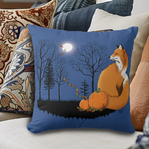 Red Fox Forest Pumpkins Cushion