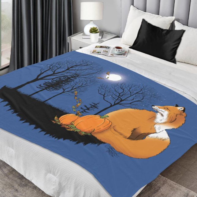 Red Fox Forest Pumpkins Fleece Blanket (Creator Uploaded)