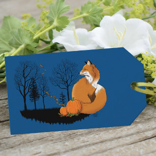 Red Fox Forest Pumpkins Gift Tags