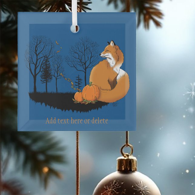 Red Fox Forest Pumpkins Glass Tree Decoration (Creator Uploaded)