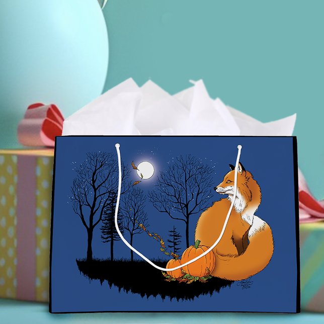 Red Fox Forest Pumpkins Large Gift Bag (Creator Uploaded)
