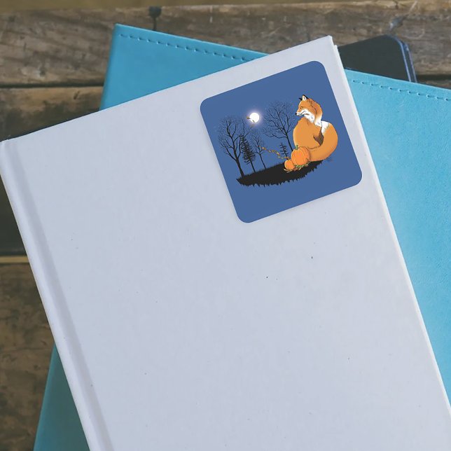 Red Fox Forest Pumpkins Square Sticker (Creator Uploaded)