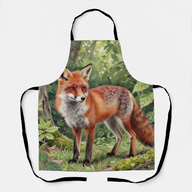 Red Fox Forest Wildlife Portrait Apron (Front)