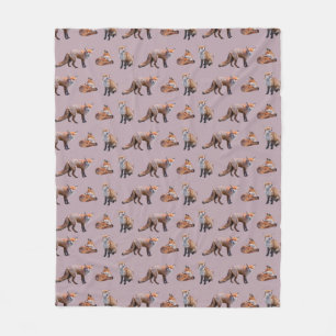 Red Fox Frenzy Fleece Blanket (Pink)