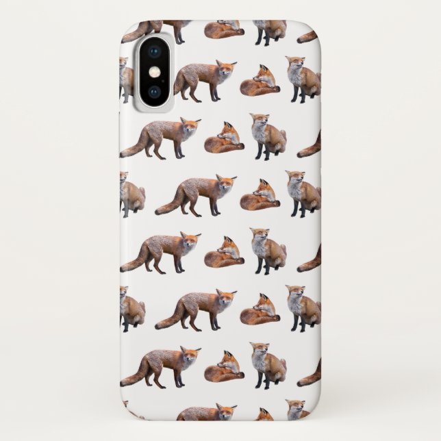 Red Fox Frenzy iPhone X Case (choose colour) (Back)