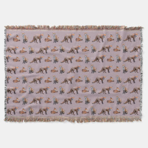 Red Fox Frenzy Throw Blanket (Pink)
