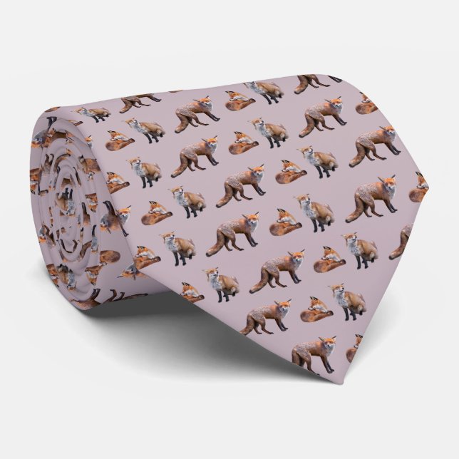 Red Fox Frenzy Tie Double Sided Print (Pink) (Rolled)