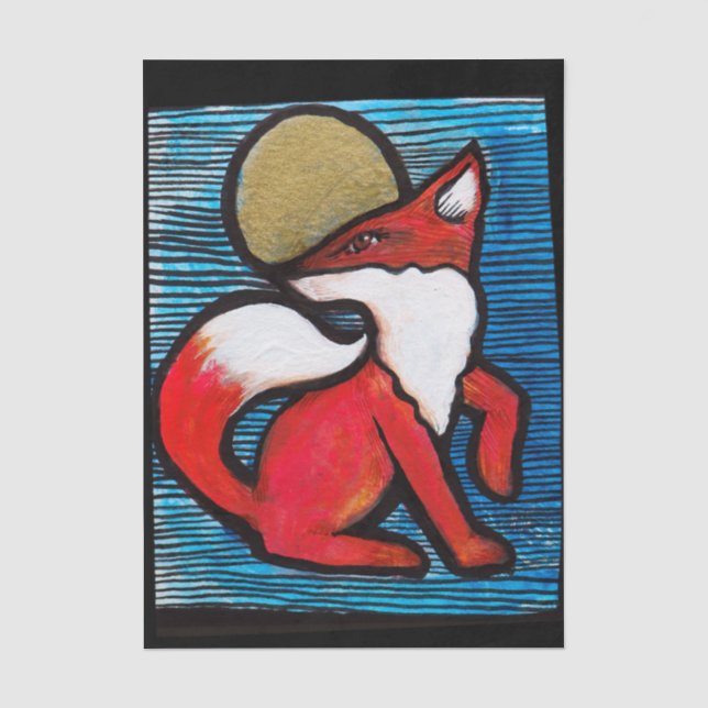 Red Fox Full Moon Loyal Foxes MoonChild            Tissue Paper (Front)