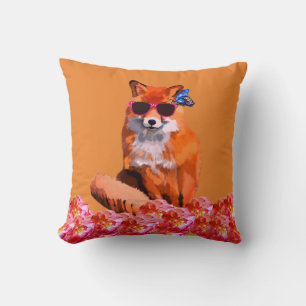 Red fox Funny Cute Art  Throw Pillow