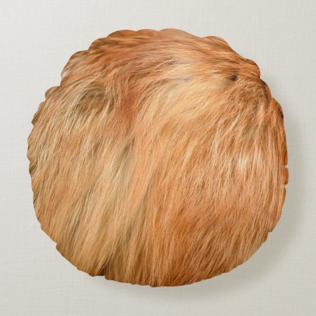 Red fox fur texture round cushion (Front)