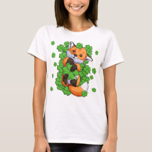 Red Fox Green Shamrocks T-Shirt