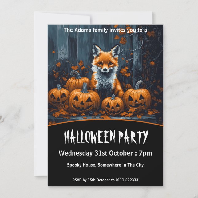 Red Fox Halloween Party Invitation (Front)