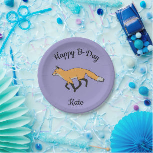 Red Fox Happy Birthday Paper Plate