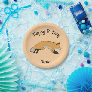 Red Fox Happy Birthday Paper Plate