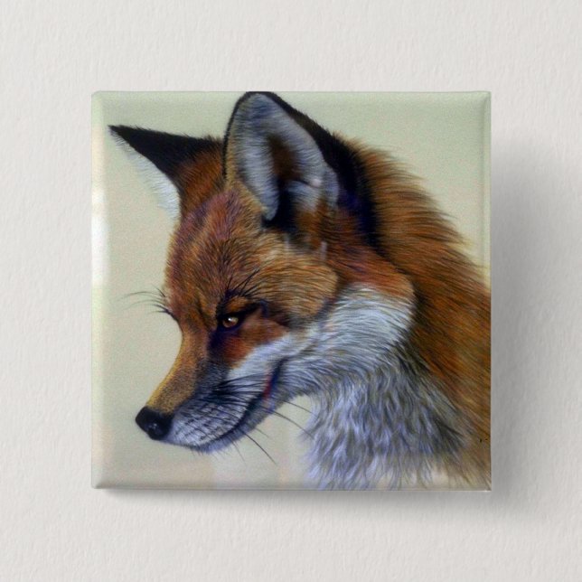 Red Fox (head study) 15 Cm Square Badge (Front)