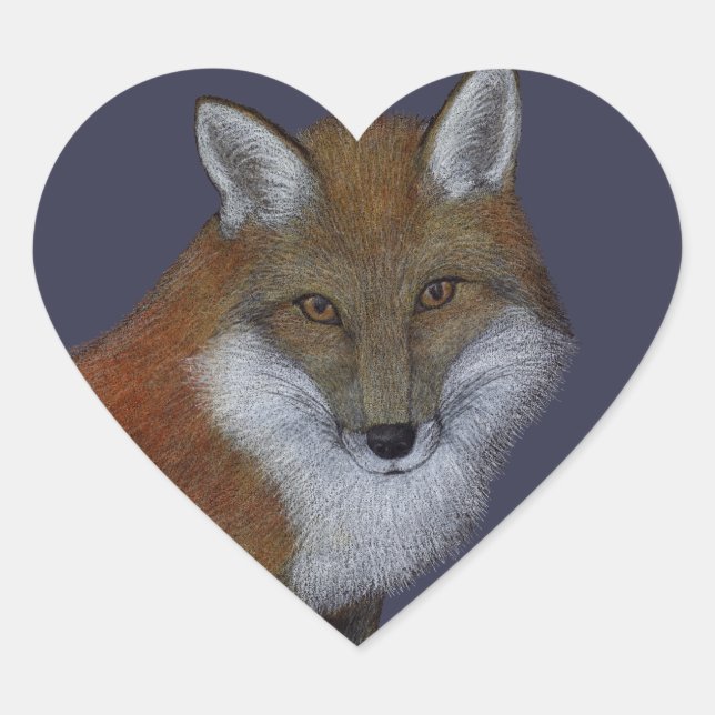 Red Fox Heart Sticker (Front)