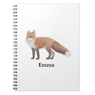 Red Fox Illustration Spiral Bound Notebook
