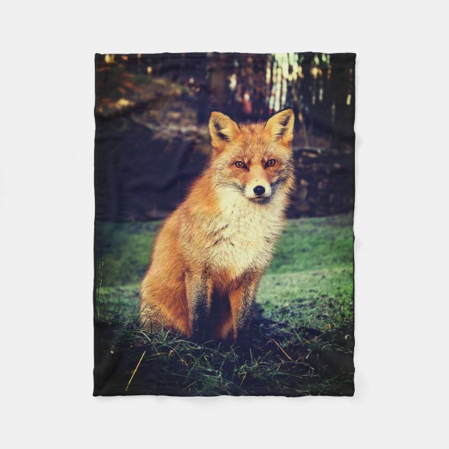Red Fox in a Forest Fleece Blanket (Front)