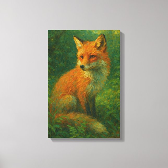 Red Fox in Forest - Wildlife Nature Portrait Canvas Print (Front)