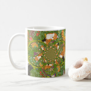 Red Fox in Green Floral Folk Art Fractal Woodland Coffee Mug