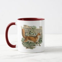 Red Fox in Rustic Country Cottage Illustration