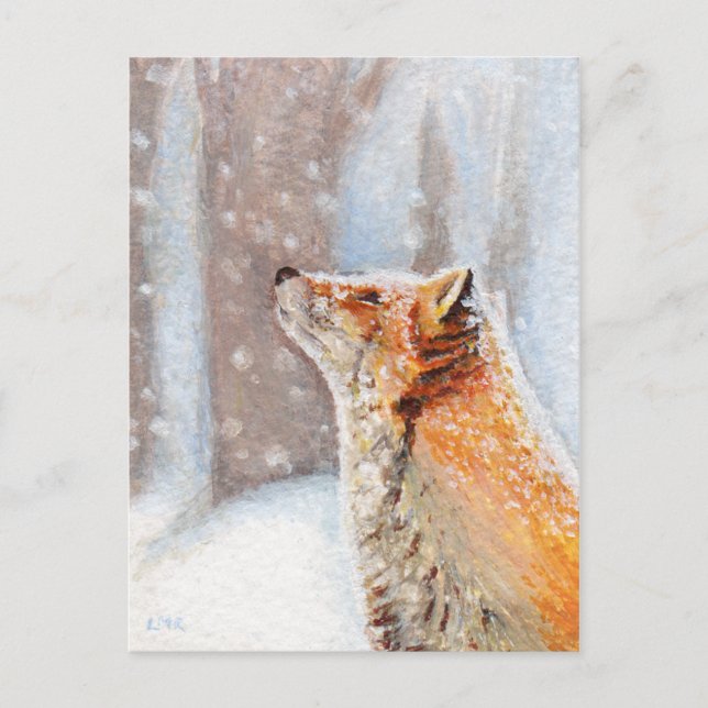 Red Fox in the Snow Painting Postcard (Front)