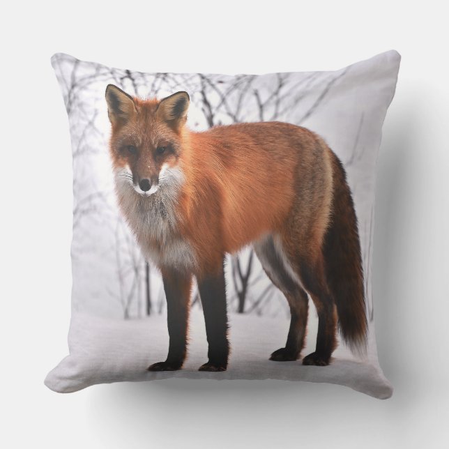 Red Fox In Winter Cushion (Front)