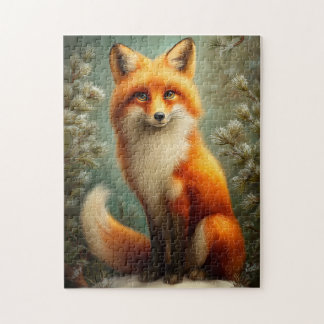 Red fox in winter forest jigsaw puzzle