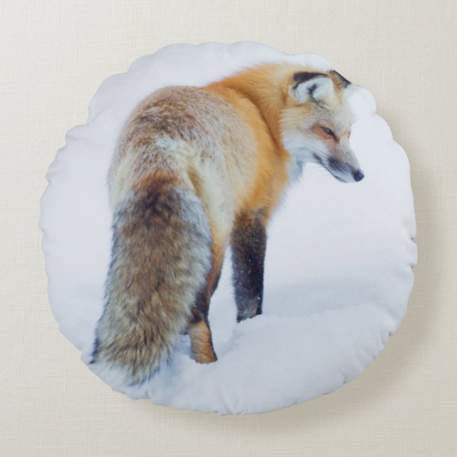 Red Fox in Winter Round Cushion (Front)