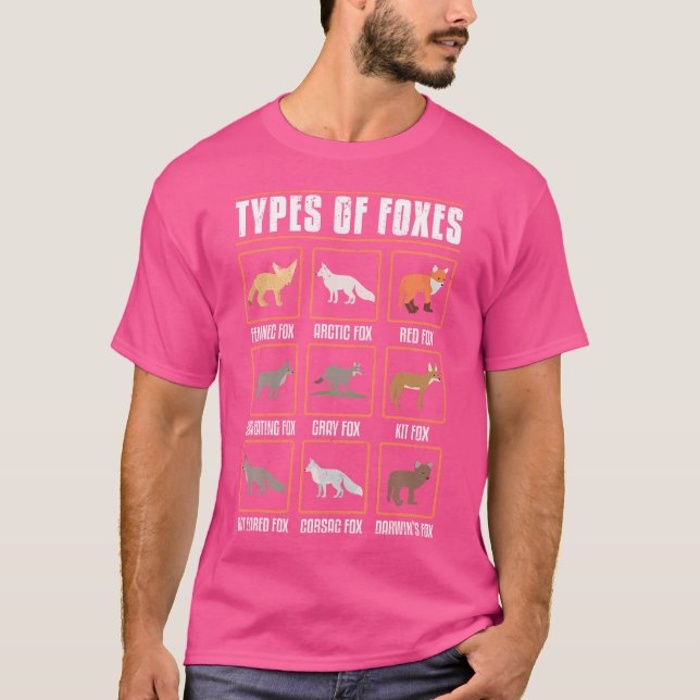 Red Fox Kawaii Types Of Foxes T-Shirt (Front)
