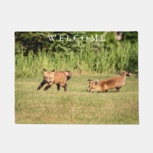 Red Fox Kits Playing Doormat